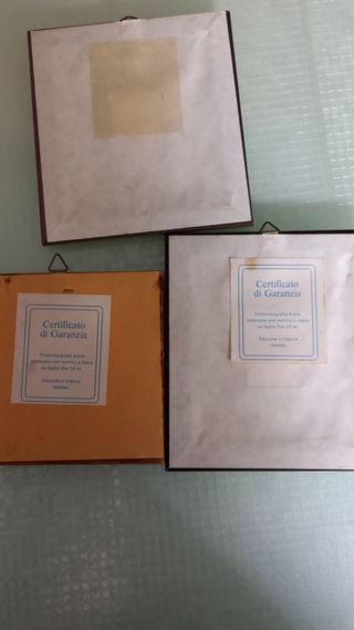 3 mini Quadri Vintage Oro 23kt cromolitografie