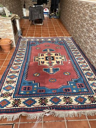 Alfombra turca - Lana - Roja y Azul