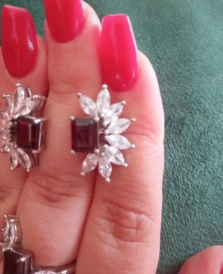Conjunto joya plata ley granate