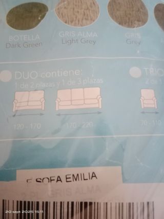 Funda sofá 2 plazas gris - Emilia