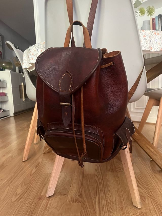 Mochila piel marrón