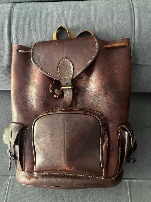 Mochila piel marrón