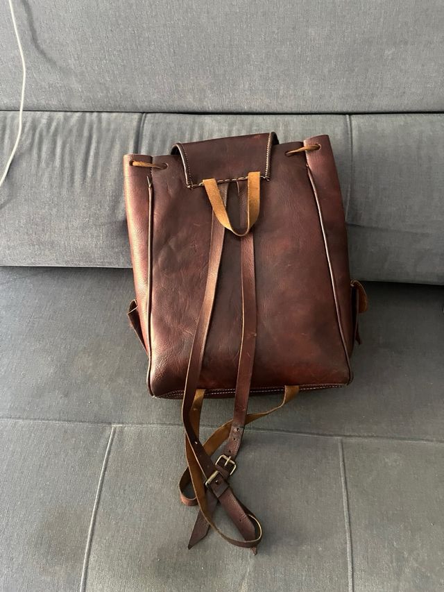 Mochila piel marrón