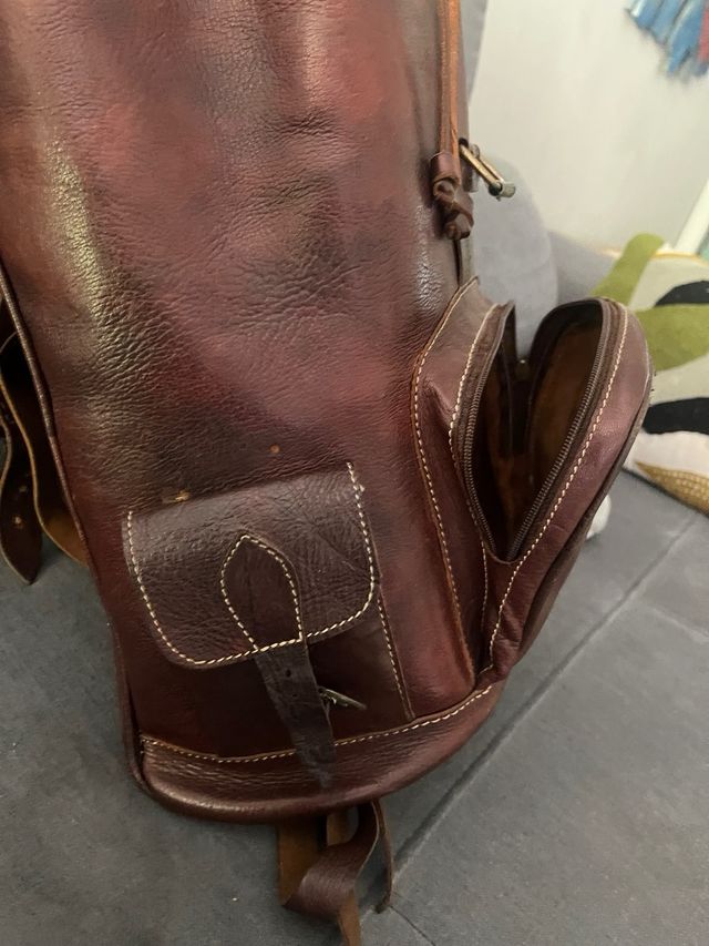 Mochila piel marrón