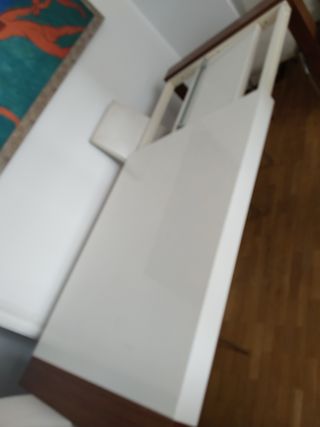 Mesa comedor extensible blanca y madera