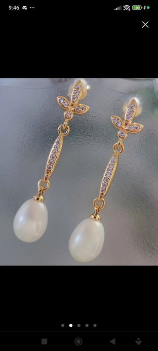 Pendientes perlas cultivadas dorados