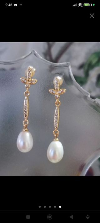Pendientes perlas cultivadas dorados