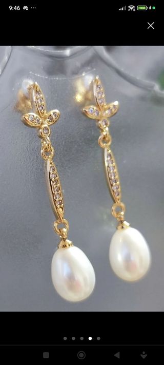 Pendientes perlas cultivadas dorados