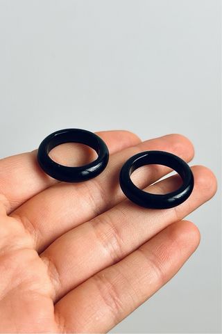 Anillo Banda Unisex Mineral Obsidiana 