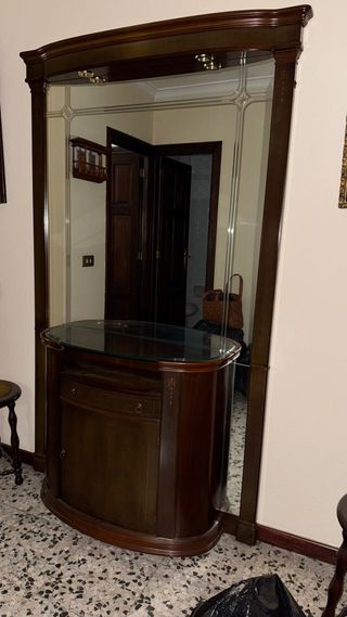 Recibidor madera con espejo