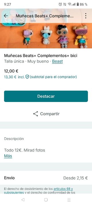 Muñecas Beast  bici & accesorios oferta 10€