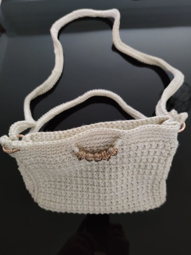 Bolso crochet beige