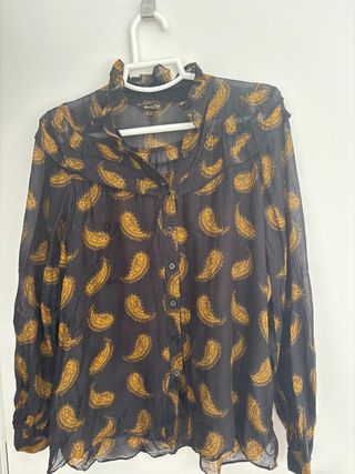 Blusa Massimo Dutti XL negra paisley