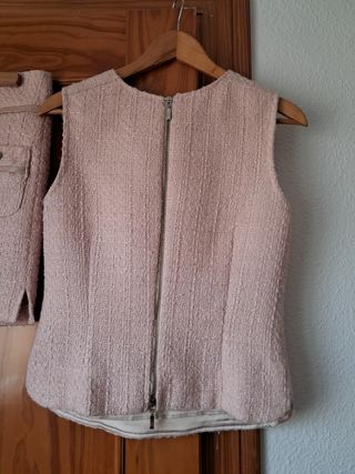 Conjunto falda top tweed rosa