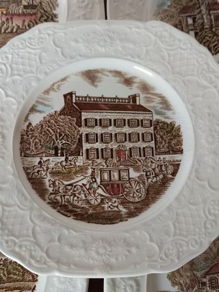 5 Platos Johnson Bros. Historic Scenes