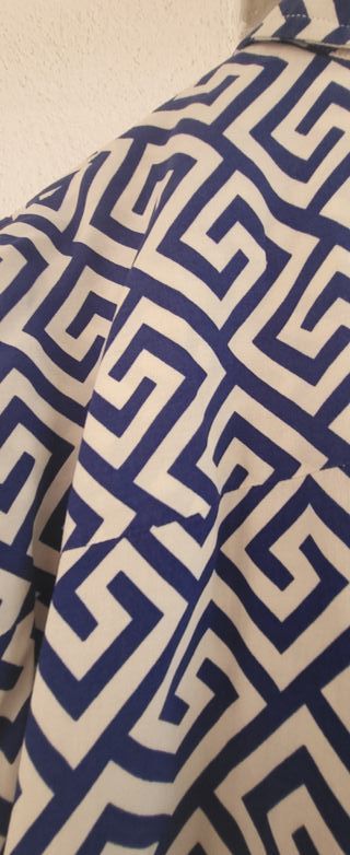 Conjunto camisa pantalón estampado azul T:46.