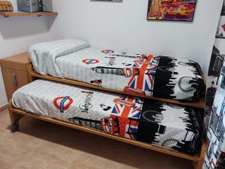 Dormitorio 2 camas nido infantiles -madera-azul