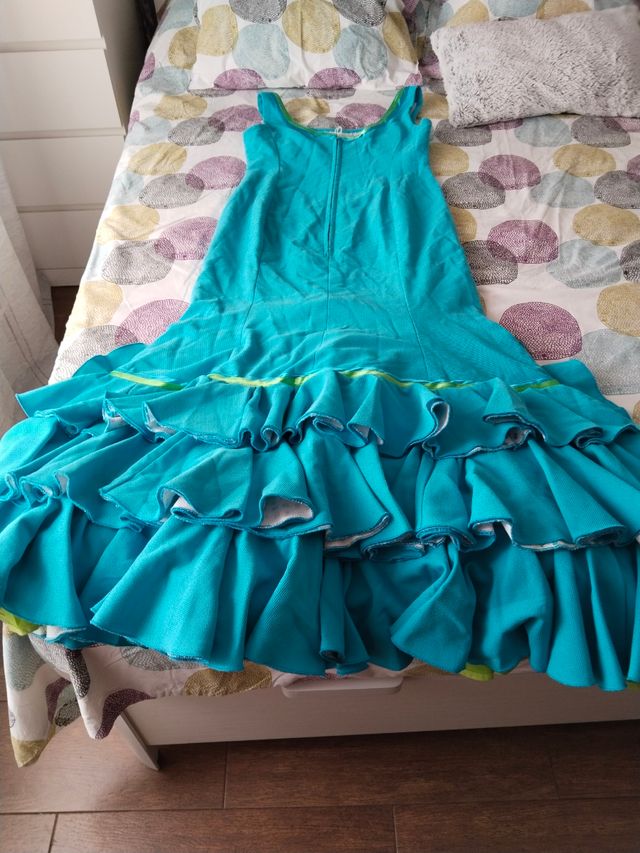 Traje Flamenca turquesa y verde