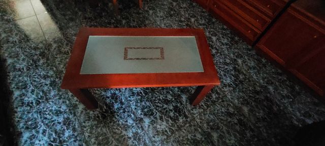 Mesa centro madera-cristal