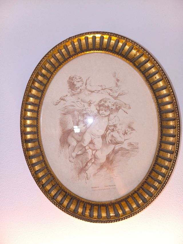 2 Cuadros grabados dorados