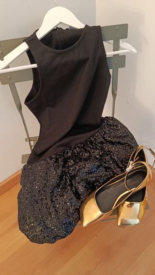 Vestido Mango lentejuelas - negro