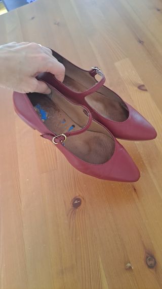 Merceditas burdeos de piel