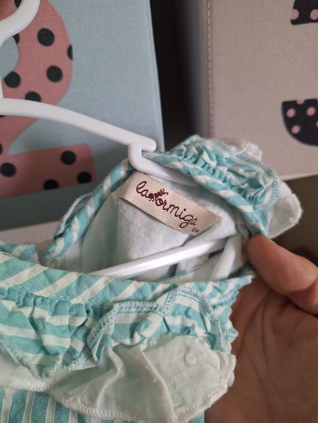 Mono bebé La Hormiga rayas mint 2M