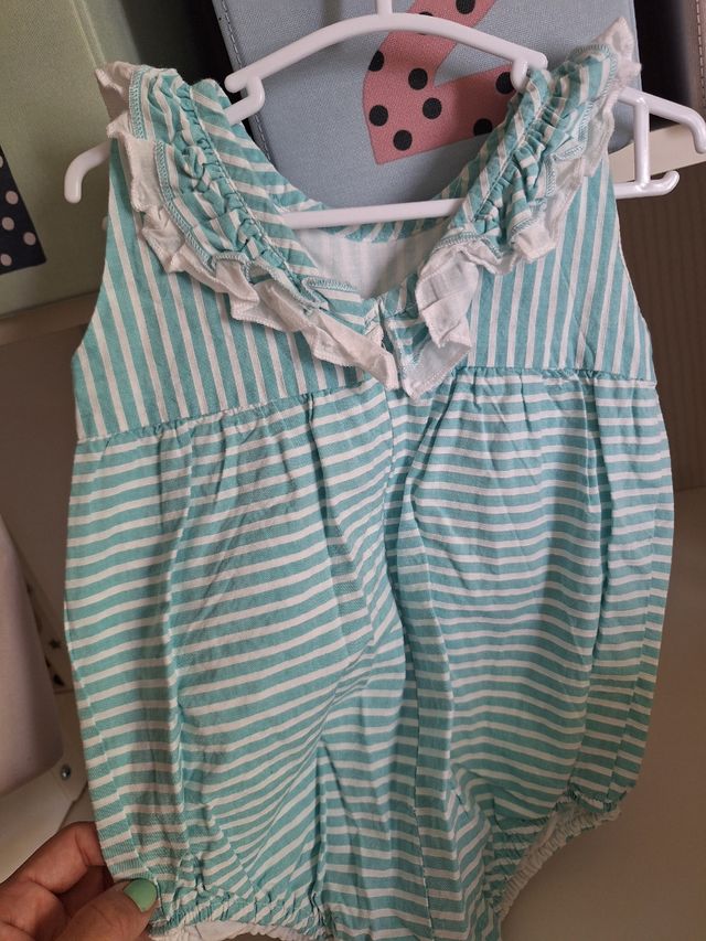 Mono bebé La Hormiga rayas mint 2M