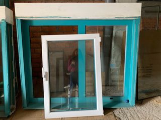 Ventanas aluminio turquesa - 2 unidades 
