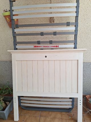 Cabecero y Sumier 90cm blanco madera