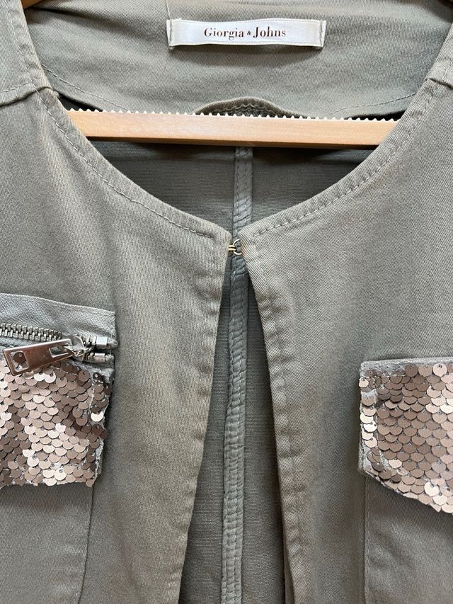 Casaco Verde Caqui c/ Lantejoulas - Tam L