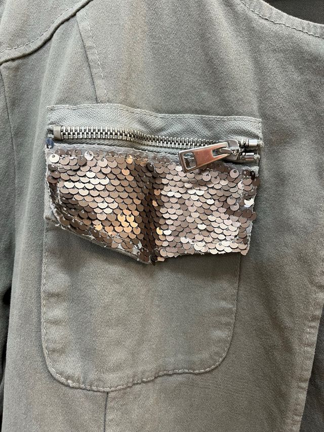 Casaco Verde Caqui c/ Lantejoulas - Tam L