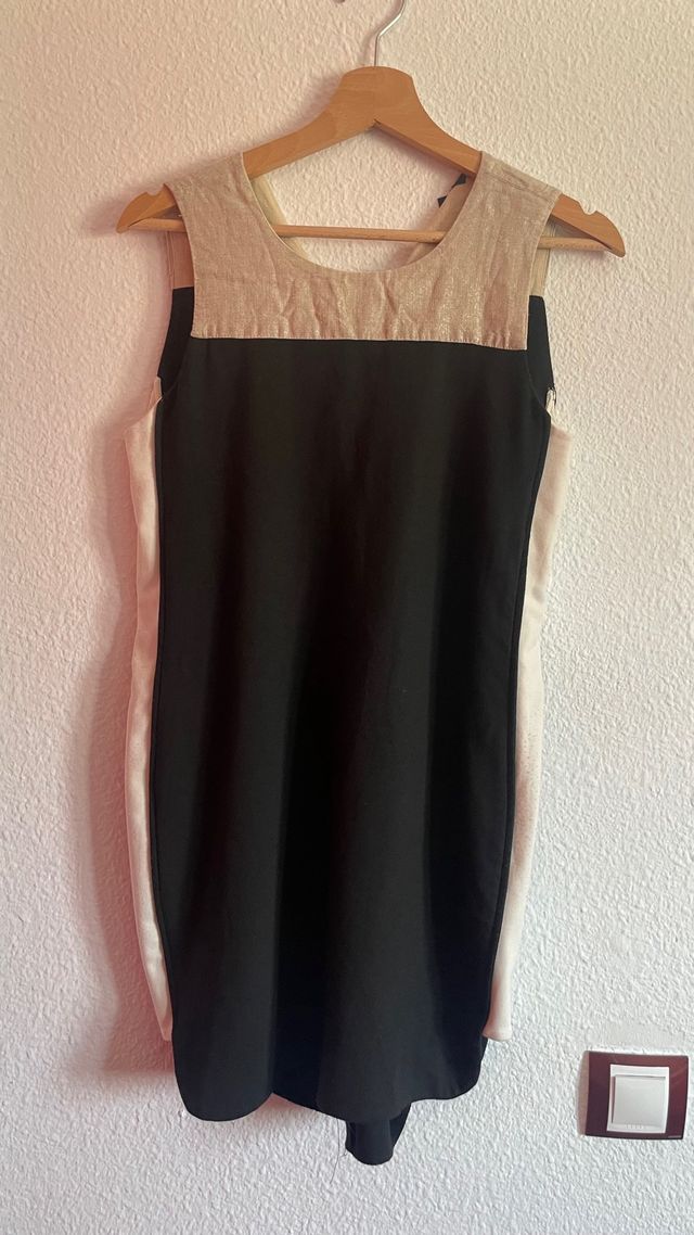 Vestido Massimo Dutti beige-negro