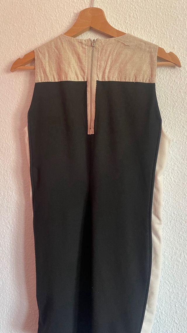 Vestido Massimo Dutti beige-negro