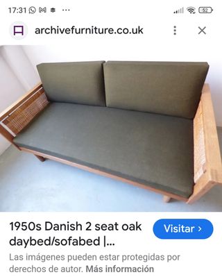 Sofá vintage de ratán y madera