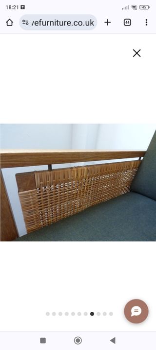 Sofá vintage de ratán y madera