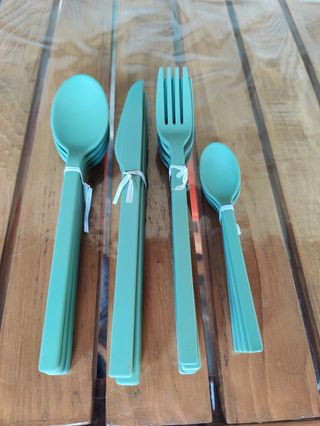 Posate in fibra di bambù Verdi x4 persone