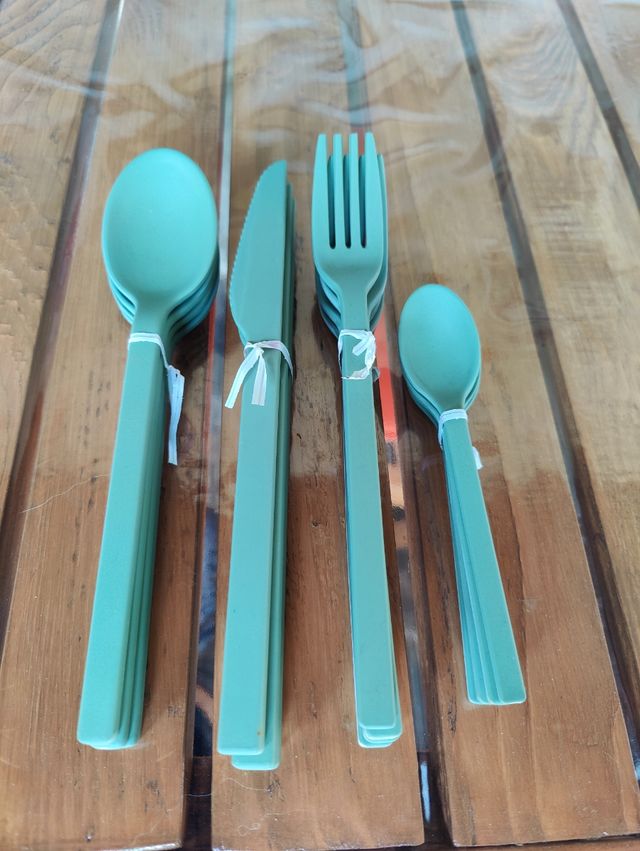 Posate in fibra di bambù Verdi x4 persone