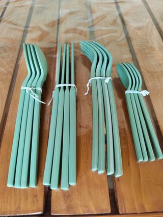 Posate in fibra di bambù Verdi x4 persone