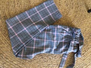 Pantalón niña cuadros rosa gris - Talla 11/12