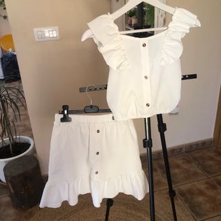 Conjunto niña blanco roto - 11/12. Buen estado