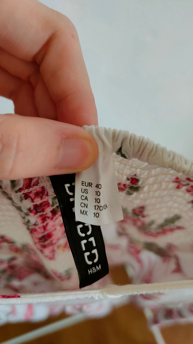 Vestido flores blanco tirantes H&M talla 40