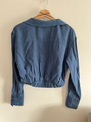 Camisa crop Zara azul talla S