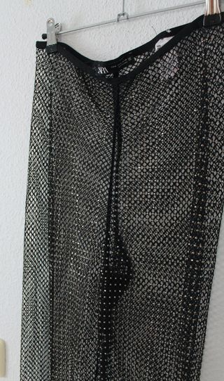 Pantalones malla brillantes Zara