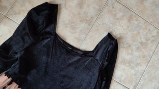 Vestito lungo rosa antico e nero floreale