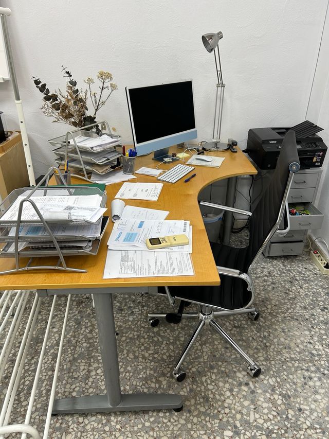 Mesa escritorio esquinera madera-metal