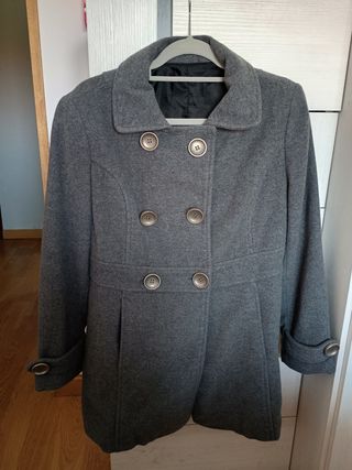 Abrigo paño gris mujer