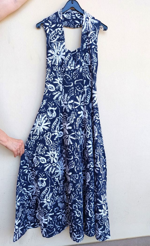 Vestito estivo e lungo vintage taglia M colore blu