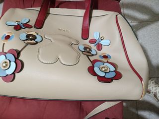 Bolso Tous beige y rojo