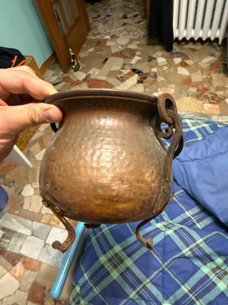 Pentola rame antica con manico